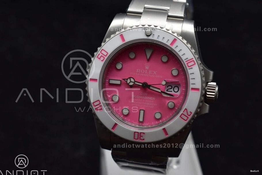 SS Submariner 1:1 VSF Sandblasted Bracelet Pink Dial Best Edition DIW VS3135 On 1204